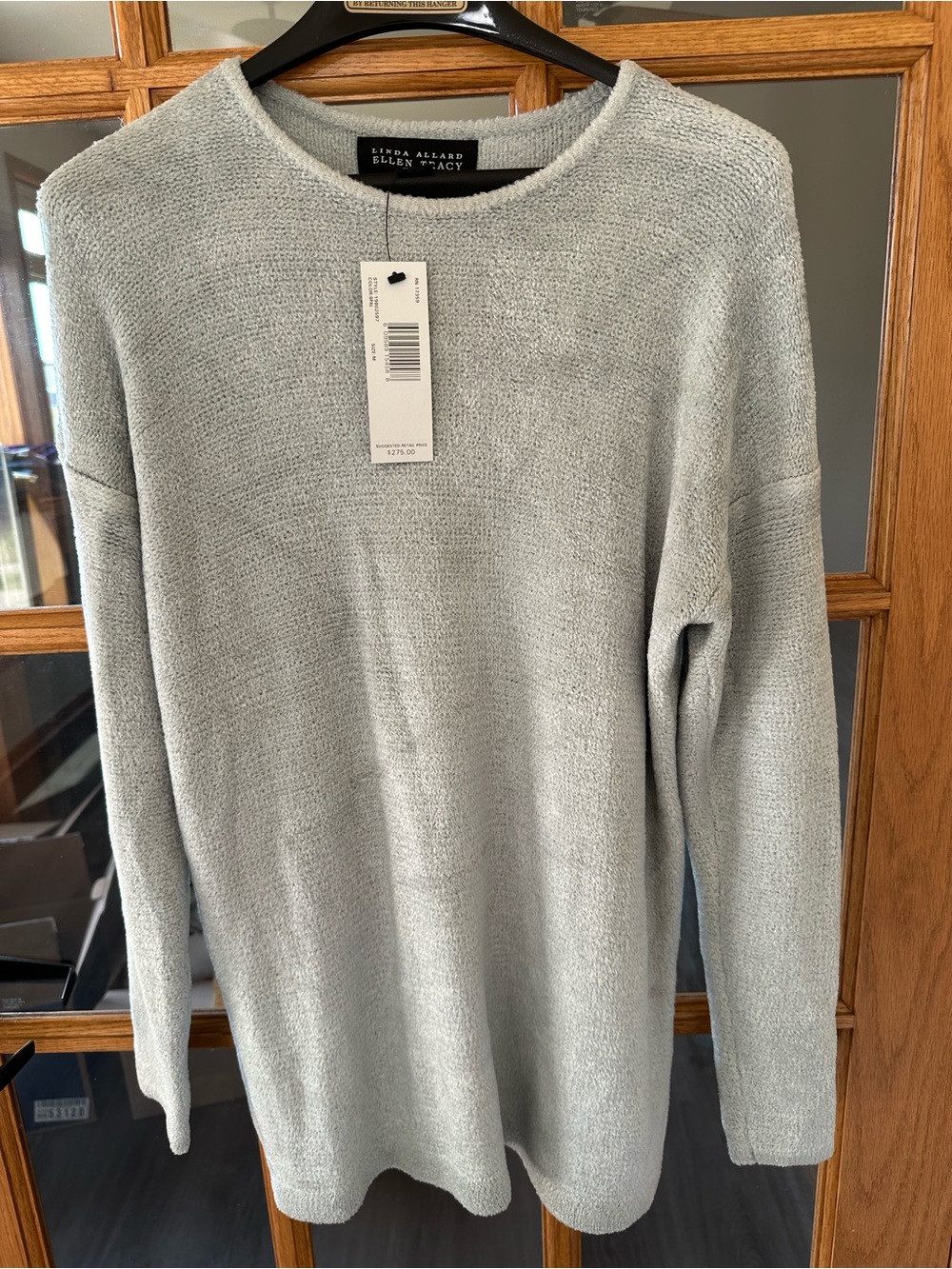 Ellen Tracy Light Gray Crewneck Plush Knit Sweater